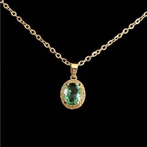 Gold and Green Necklace with Elegant Pendant